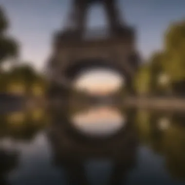 Reflection of the Eiffel Tower in the tranquil waters of the Seine River