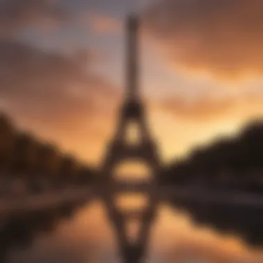 Iconic silhouette of the Eiffel Tower against a sunset sky