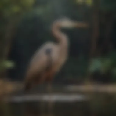 Elegant Brown Heron Wading in Water