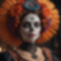 Elegant Catrina figure with ornate headdress