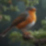 Elegant Robin perched on a tree branch