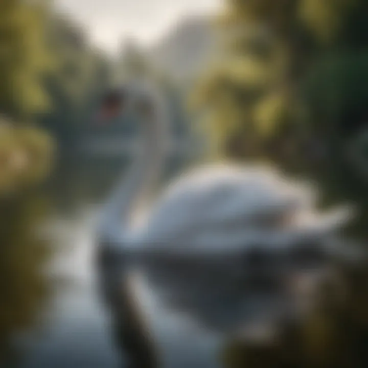 Elegant Swan Gliding on Lake