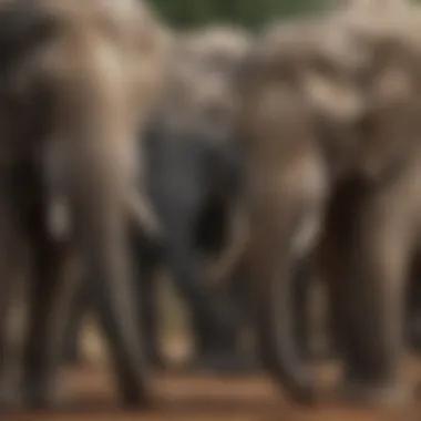 Elephants engaging in complex social interaction