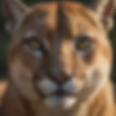 Close-up of the intense gaze of the North American Puma