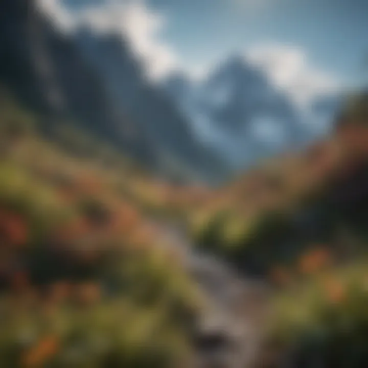 A captivating view of a mountain ecosystem with various flora and fauna.