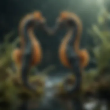 Enchanting Seahorses Dancing Among Seaweed