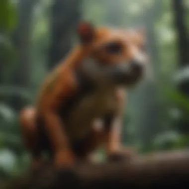A rare animal species found in tropical rainforests, showcasing its unique features