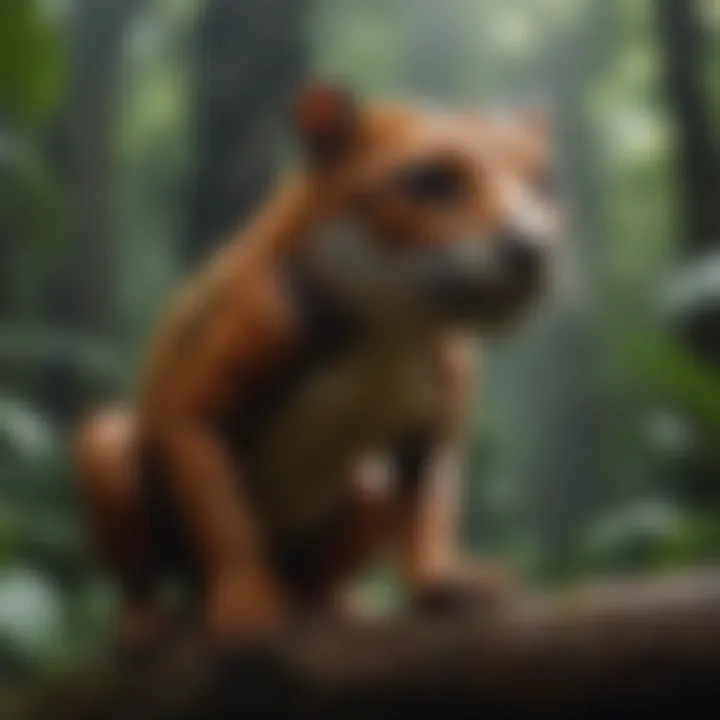 A rare animal species found in tropical rainforests, showcasing its unique features