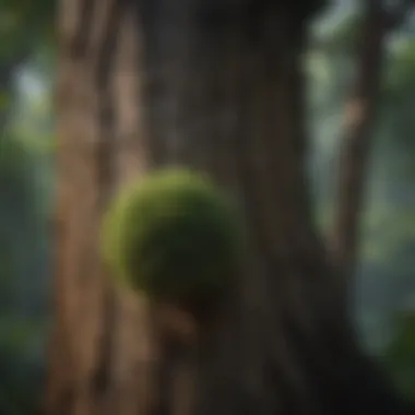 A close-up of an endangered tree species native to tropical rainforests