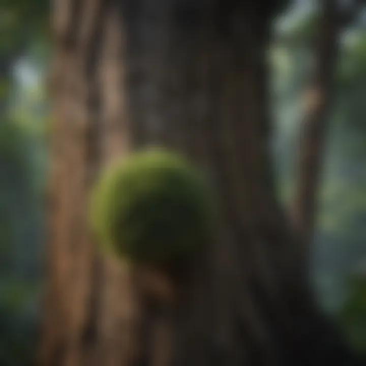 A close-up of an endangered tree species native to tropical rainforests
