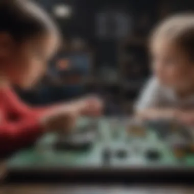Children building a simple circuit with batteries and wires