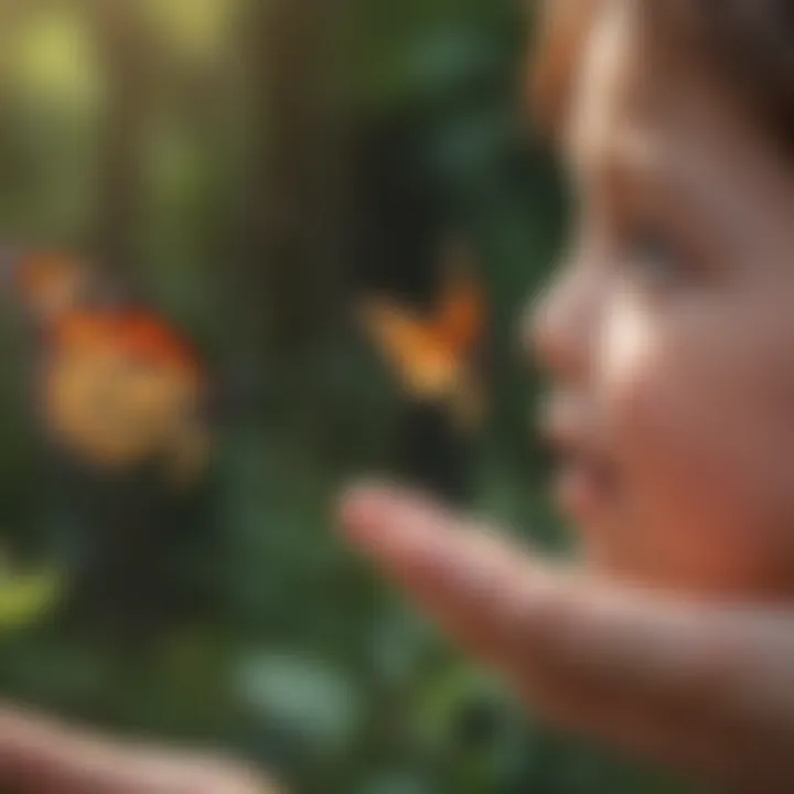 A butterfly on a child's finger