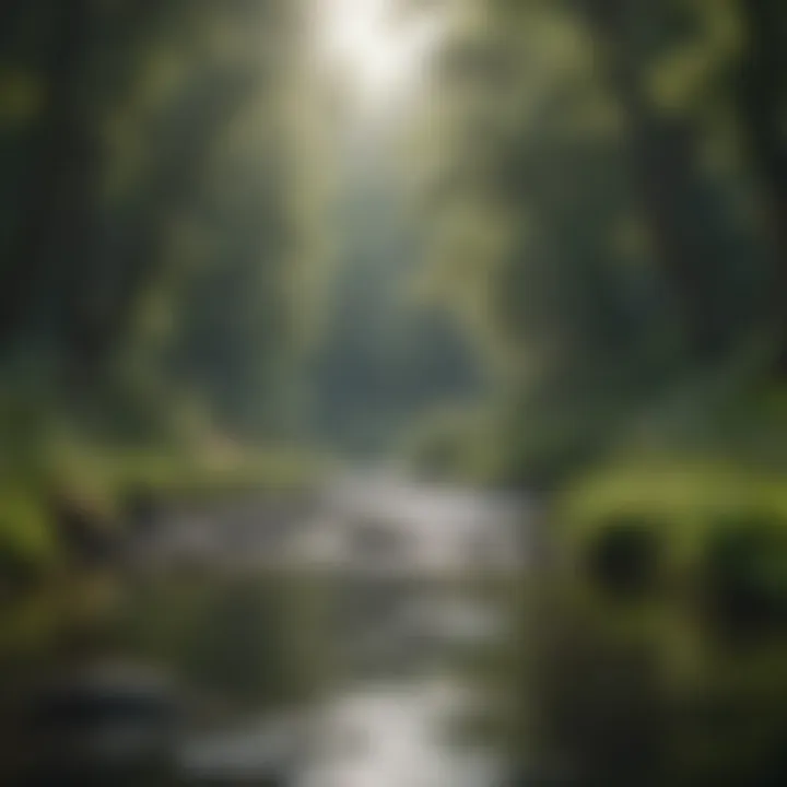 A serene river flowing through a lush green landscape