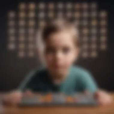 Illustration of a child engaged in a pattern recognition brain game