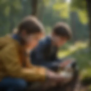 Kids engaged in outdoor activities with Weather Reader device