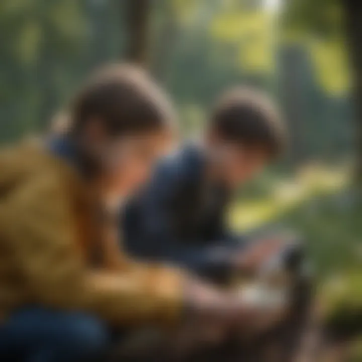 Kids engaged in outdoor activities with Weather Reader device