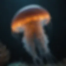 Enigmatic Glow: An Illuminated Jellyfish in the Deep Sea