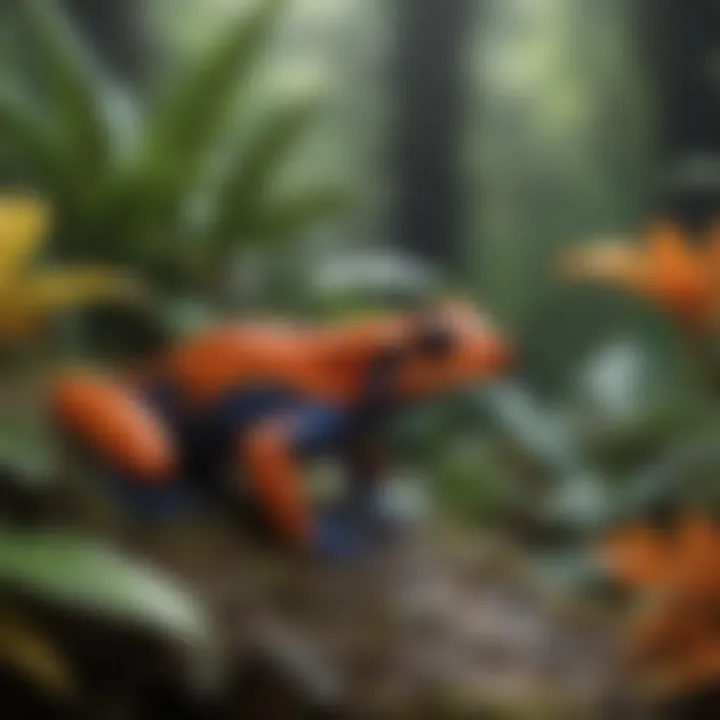 Vibrant Poison Dart Frog Amidst Tropical Foliage