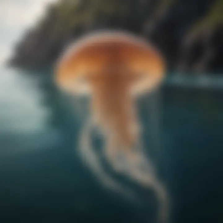 Ethereal Jellyfish Drifting in Open Ocean
