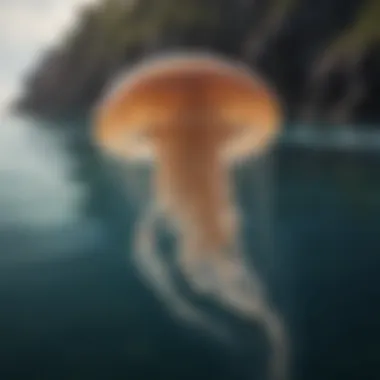 Ethereal Jellyfish Drifting in Open Ocean Ethereal Jellyfish Drifting in Open Ocean