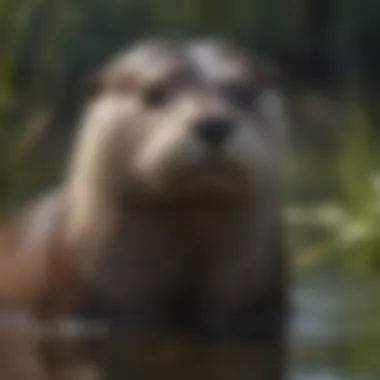 European Otter in its Natural Habitat in France
