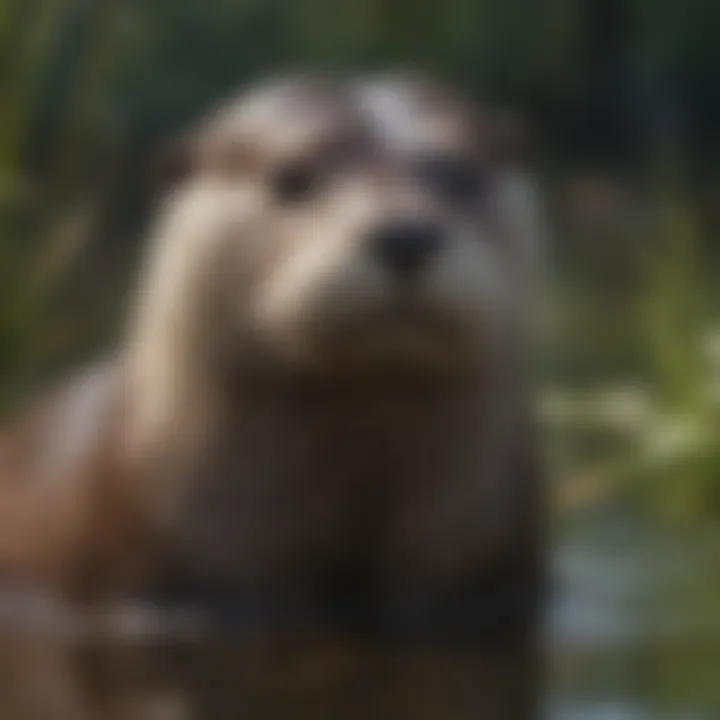 European Otter in its Natural Habitat in France
