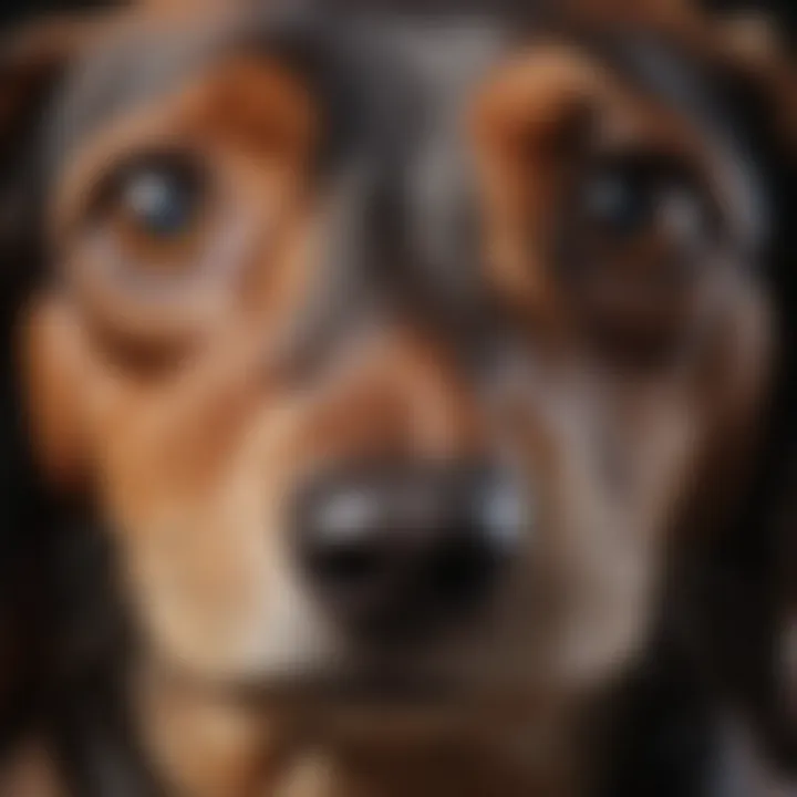 Close-up of a dachshund's face, capturing its expressive eyes