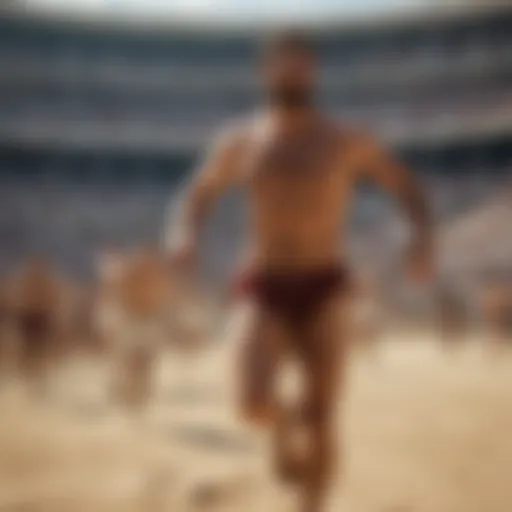 Ancient Greek athletes competing in a stadium