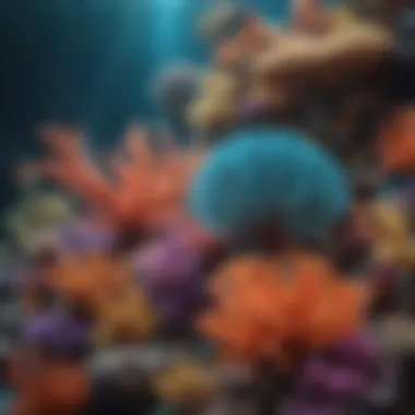 Vibrant Depths: Secrets of the Coral Reef Illustration of a colorful coral reef underwater