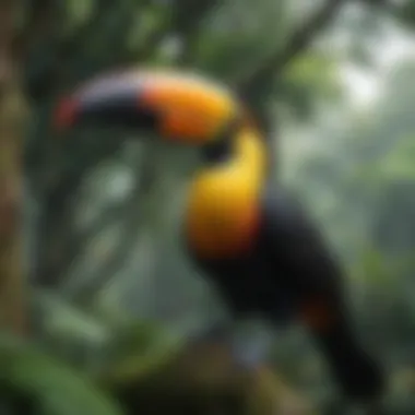 Colorful Toucan in Tropical Rainforest Canopy
