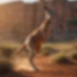 A vibrant kangaroo leaping across the Australian outback