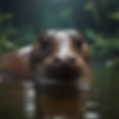 A close-up of a quirky platypus swimming gracefully