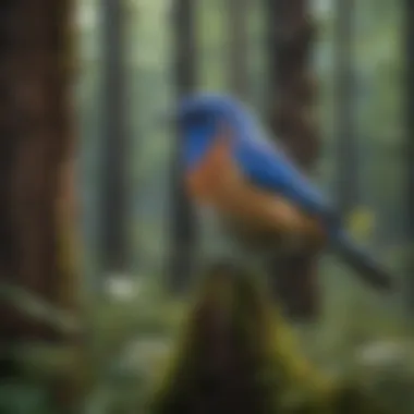 Lush forest habitat showcasing blue bird surroundings