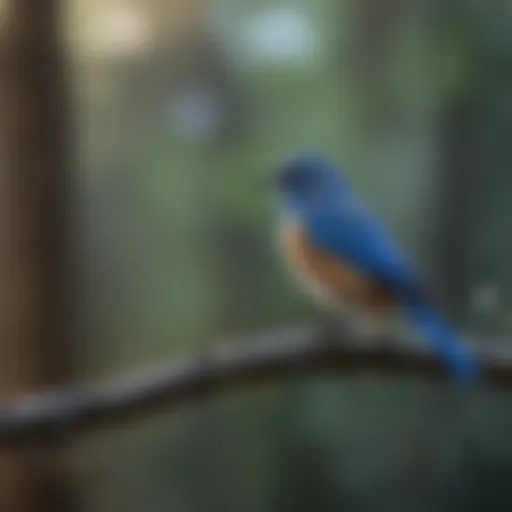 Vibrant blue bird perched on a branch