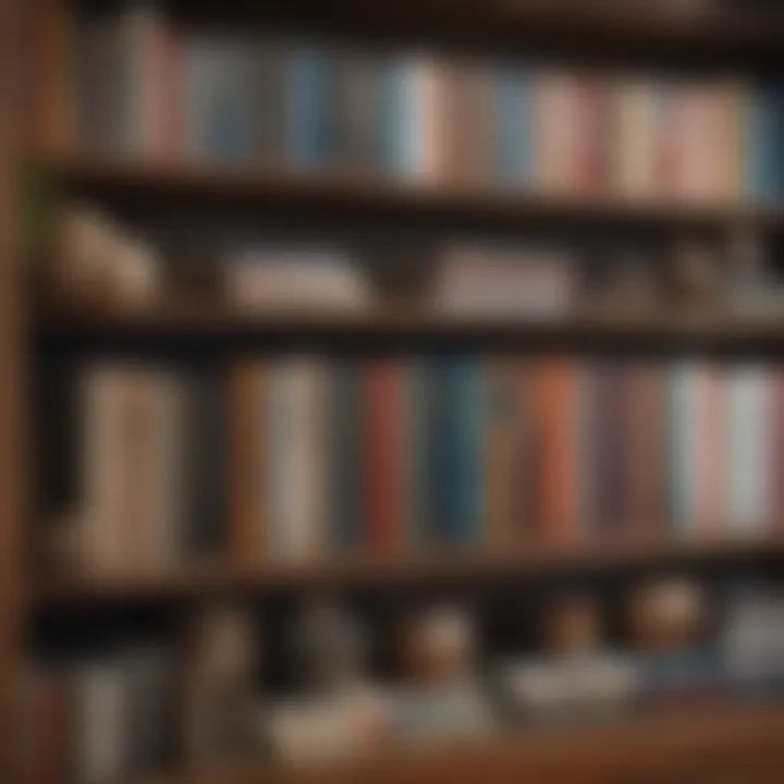A colorful bookshelf filled with books that include CDs.