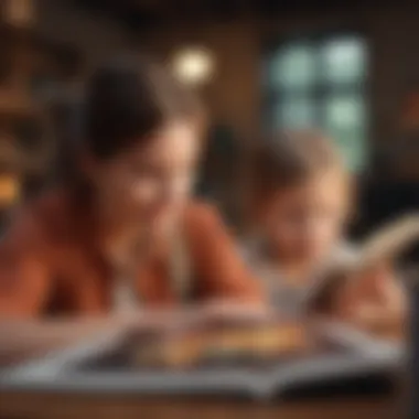 Building Bonds: The Joy of Shared Reading with Audio Parents and children enjoying a shared reading experience.
