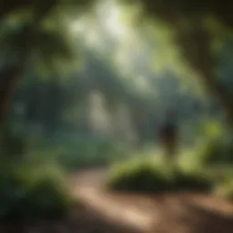 Kids exploring lush botanical garden