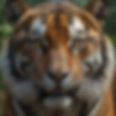 Majestic tiger with piercing gaze in dense jungle