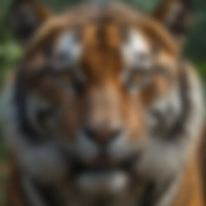 Majestic tiger with piercing gaze in dense jungle