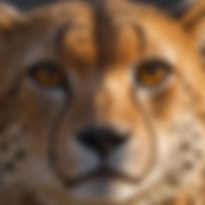 Close-up of a cheetah's face showcasing its distinctive features