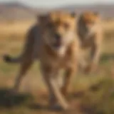 A cheetah sprinting across a grassy plain