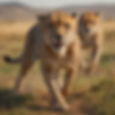 A cheetah sprinting across a grassy plain