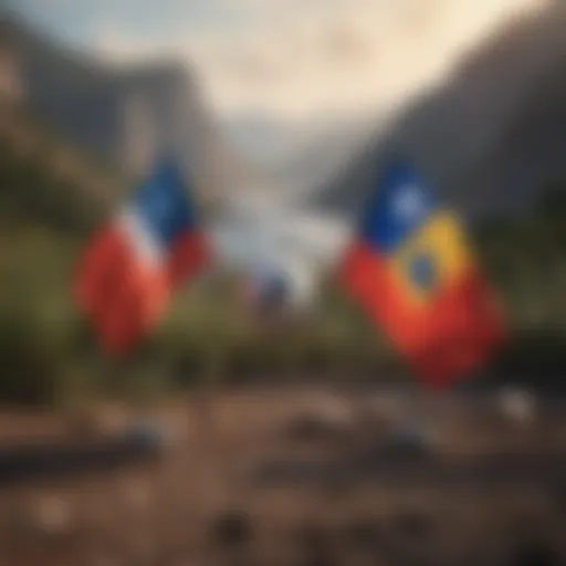 Chilean and Brazilian flags symbolizing rivalry in football