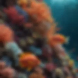 A vibrant coral reef teeming with colorful fish