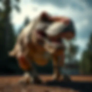 An animated depiction of a T-Rex in action
