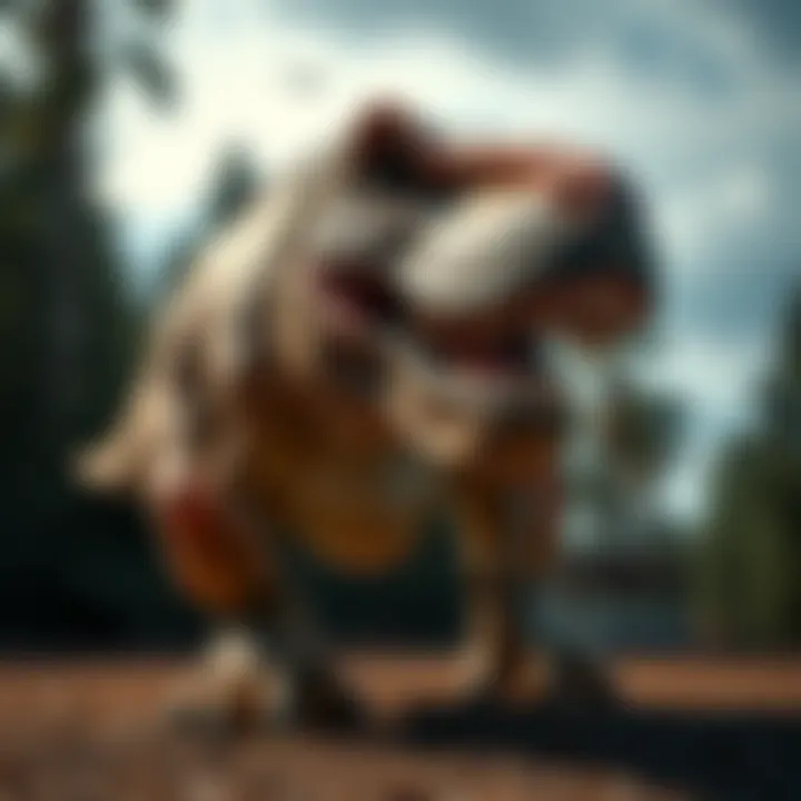 An animated depiction of a T-Rex in action