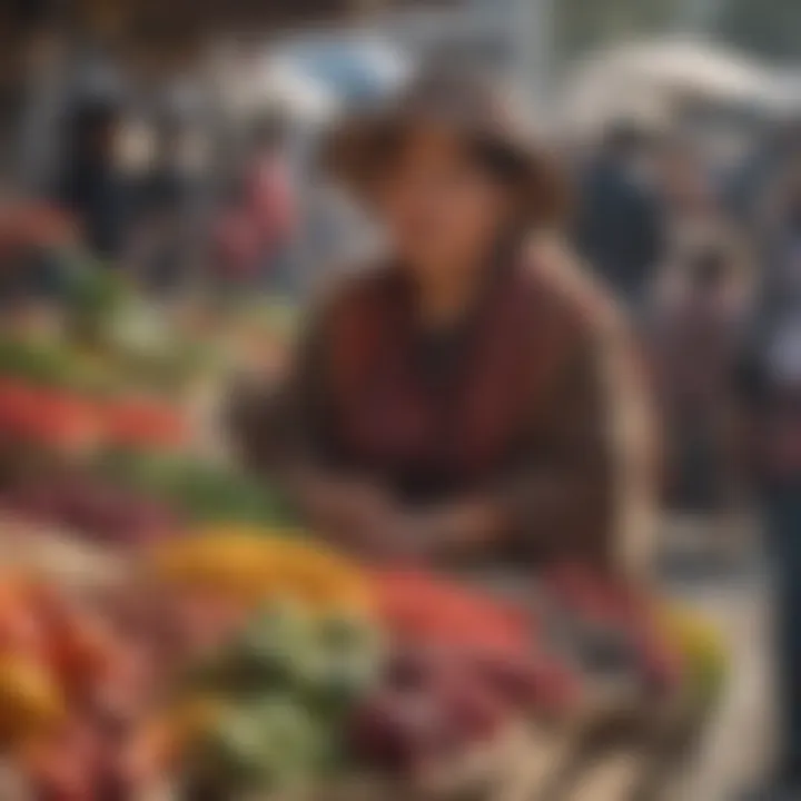 Colorful indigenous market in Otavalo showcasing traditional crafts