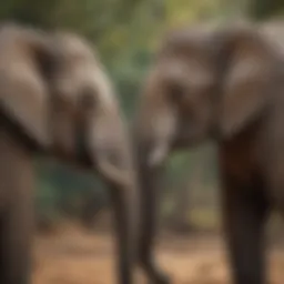An intimate moment between two elephants showcasing their bond