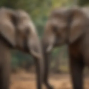 The Affectionate Connections of Elephants An intimate moment between two elephants showcasing their bond