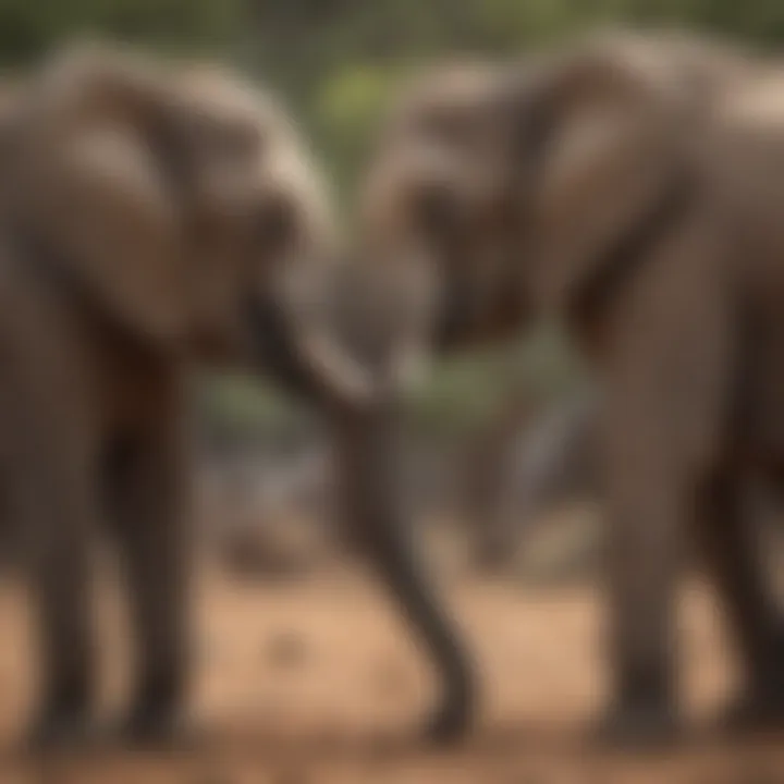 Maternal Affection in Elephants A mother elephant with her calf highlighting maternal love